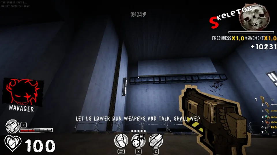 Manager asking to lower weapons and talk