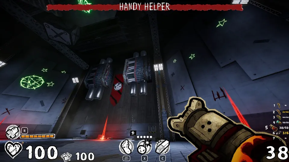 Metal frame in the boss room