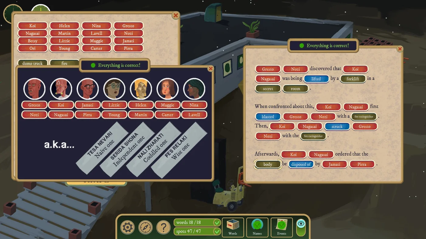 Rise of the Golden Idol Ascension solution with the completed names and events scrolls