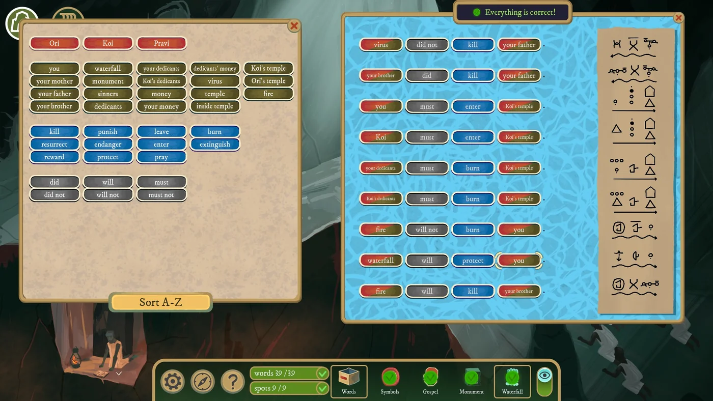 Rise of the Golden Idol Revelation waterfall scroll solution