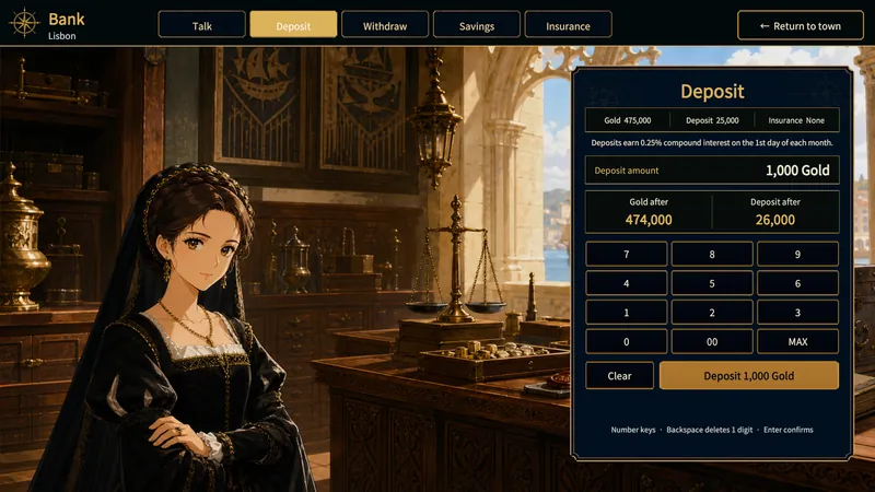 Bank Deposit tab moving carried Gold into deposits
