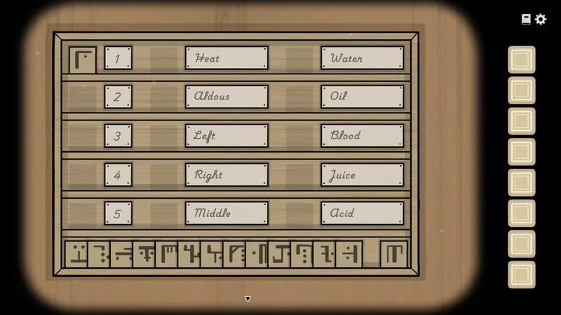 Symbol board with its numbers and words filled in