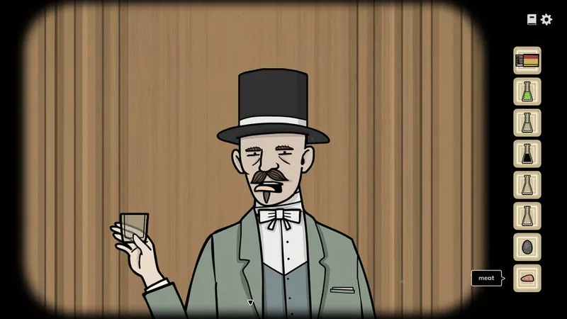 Aldous holding out an empty glass