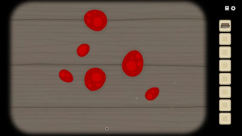 Red dirt spots with small dots inside them on the floor