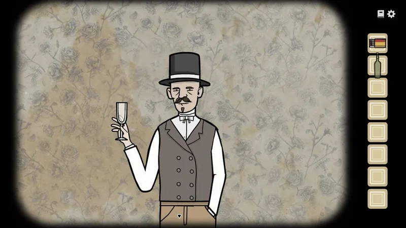 Aldous holding an empty glass