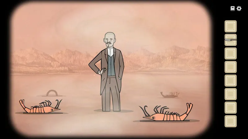 Hallucination with Aldous standing between two giant shrimp