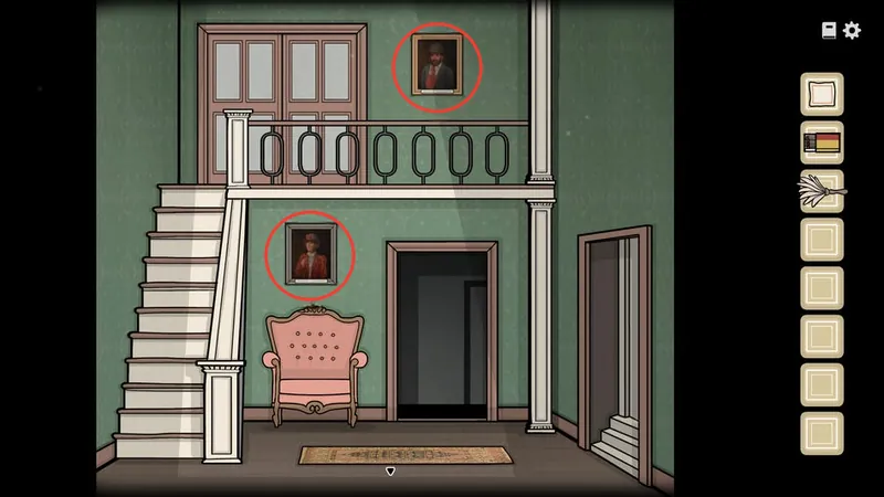 Hall with the two Vanderboom paintings circled