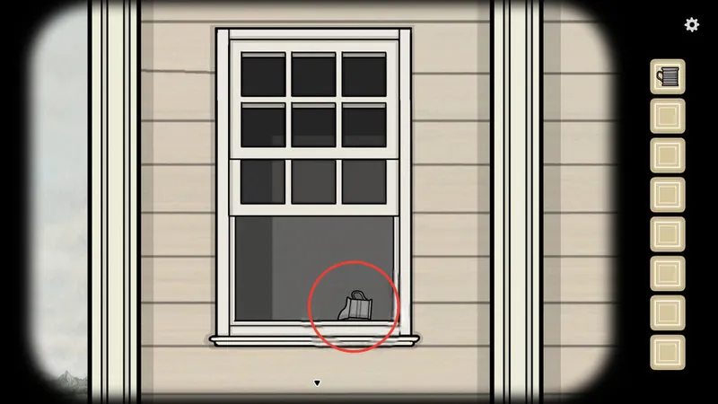 Open house window with a Tin Cup circled on the sill