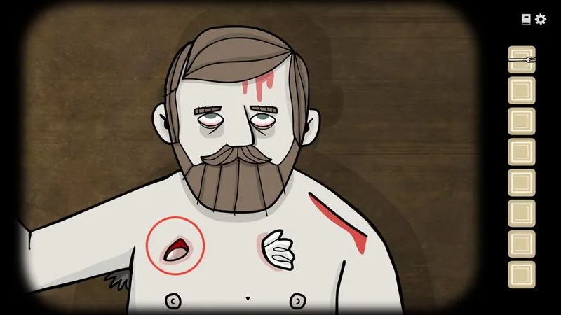 William's chest with the wound on his shoulder circled