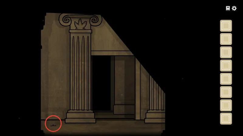 Room with a large column and the Flint circled on the floor