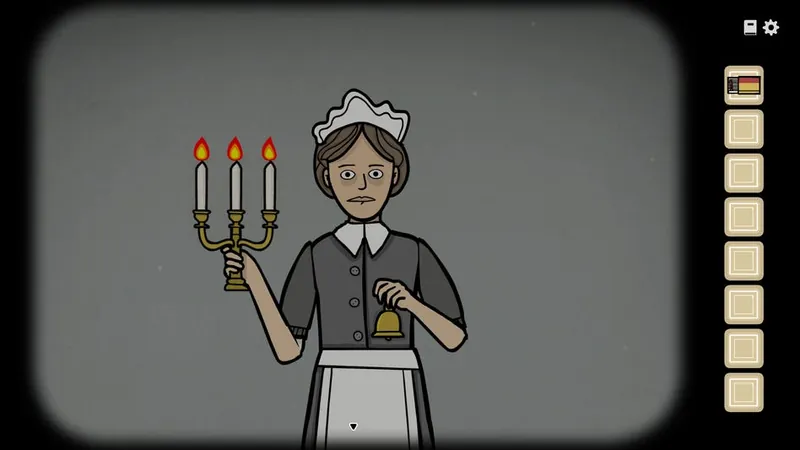 Maid holding a candle and a bell