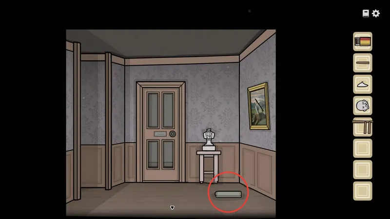 Room with the Stove Cover circled on the floor