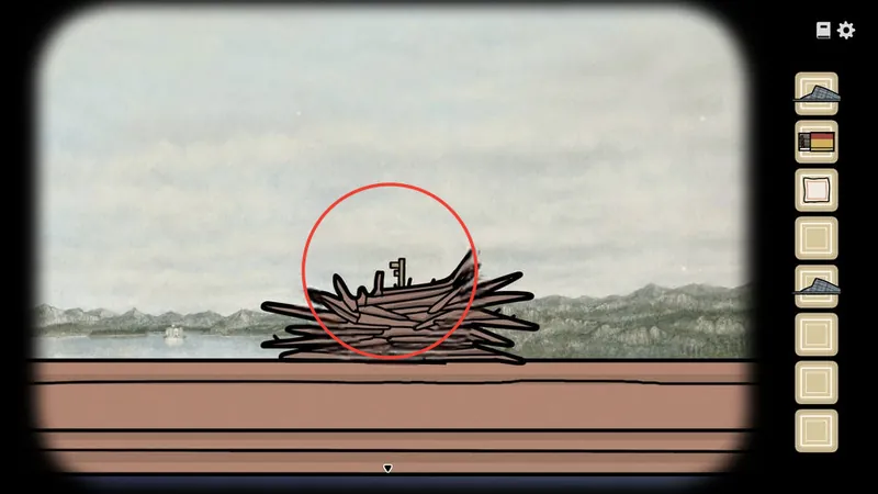 Window ledge with a bird's nest circled