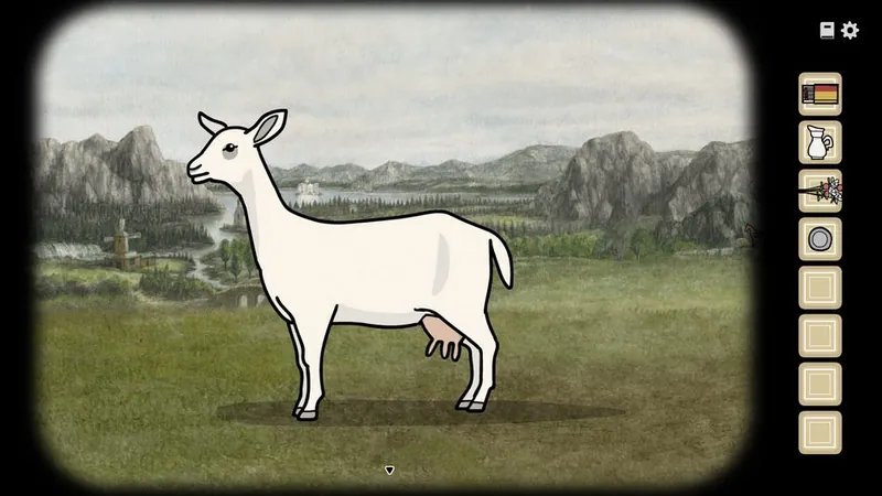 The goat standing in the garden