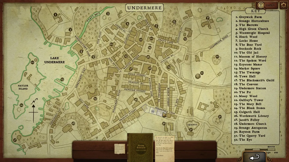Strange Antiquities Day 1 Undermere map with the unmarked building next to Strange Antiquities