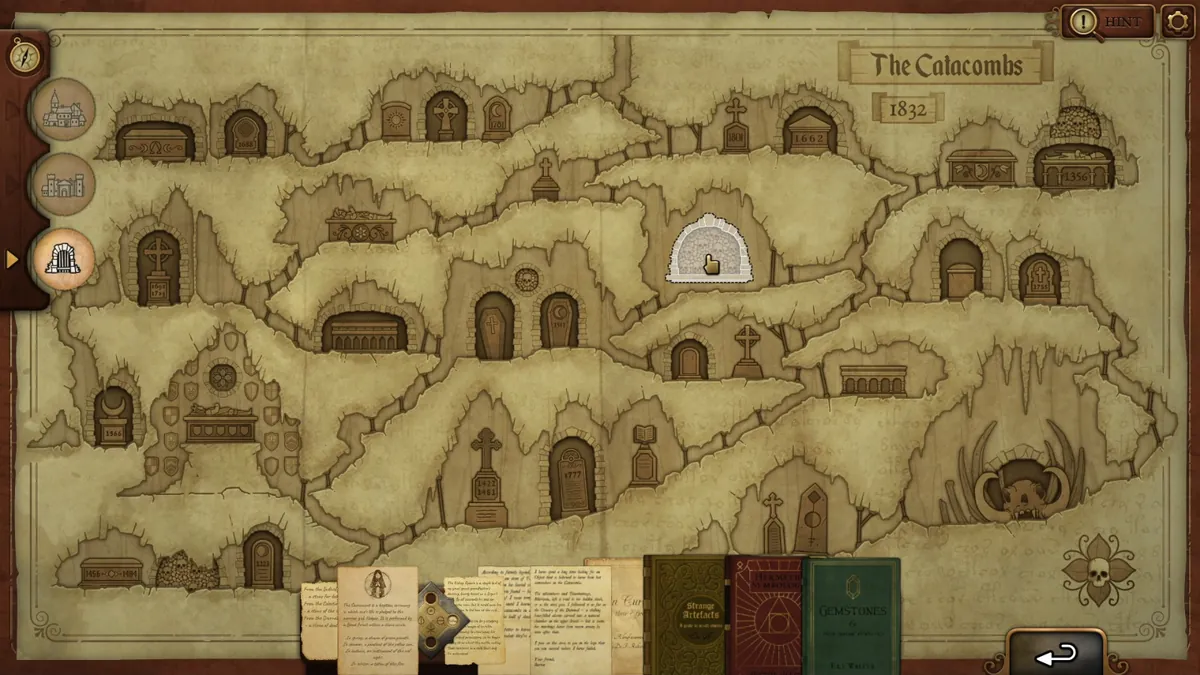 Strange Antiquities Day 15 bone-filled alcove on the Catacombs map