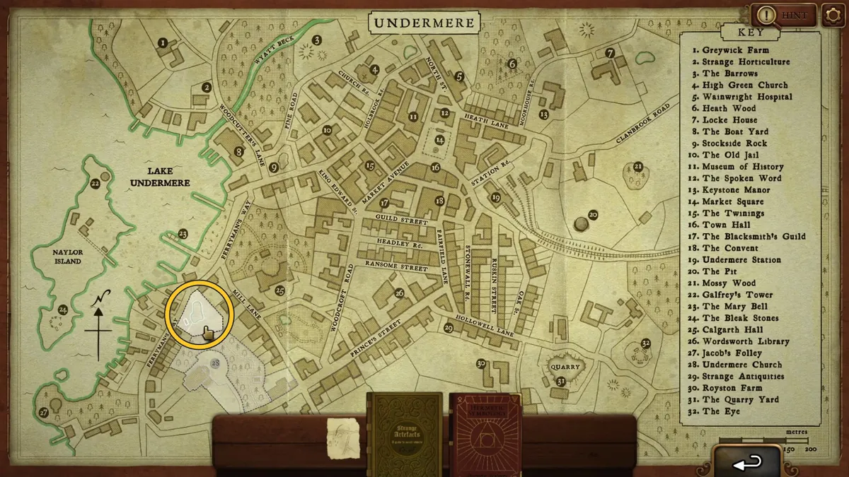 Strange Antiquities Day 3 Hugh Langston map location by the lake on the Undermere map