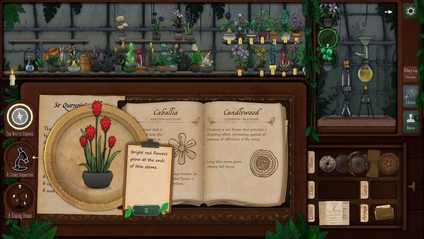 Strange Horticulture Day 14 Candlewood for St. Quentin's Elixir