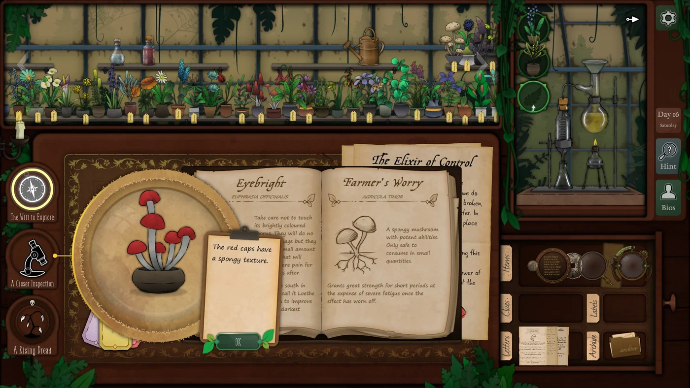 Strange Horticulture Day 16 Farmer's Worry for the Elixir of Control