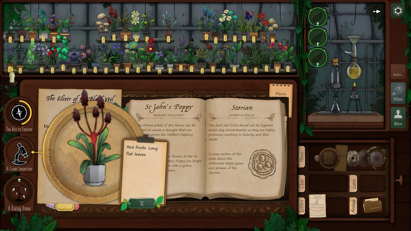 Strange Horticulture Day 16 Storian for the Elixir of the Black Veil