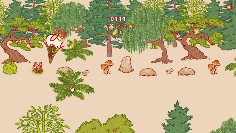 Bunny jumping toward a golden carrot during Bun Run