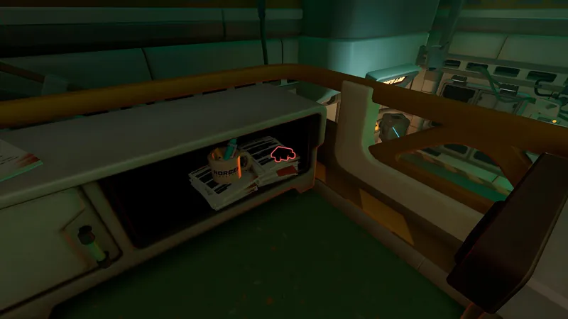 Puzzle piece inside a nightstand next to the stairs on the second floor