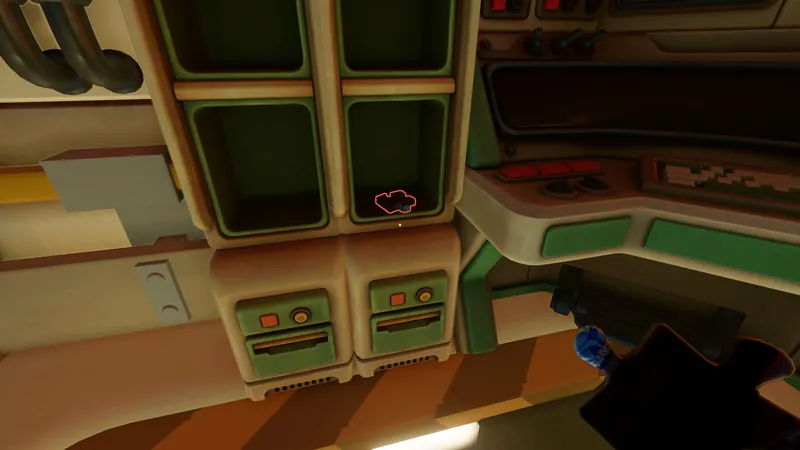 Puzzle piece in the cabinet on the Hub balcony